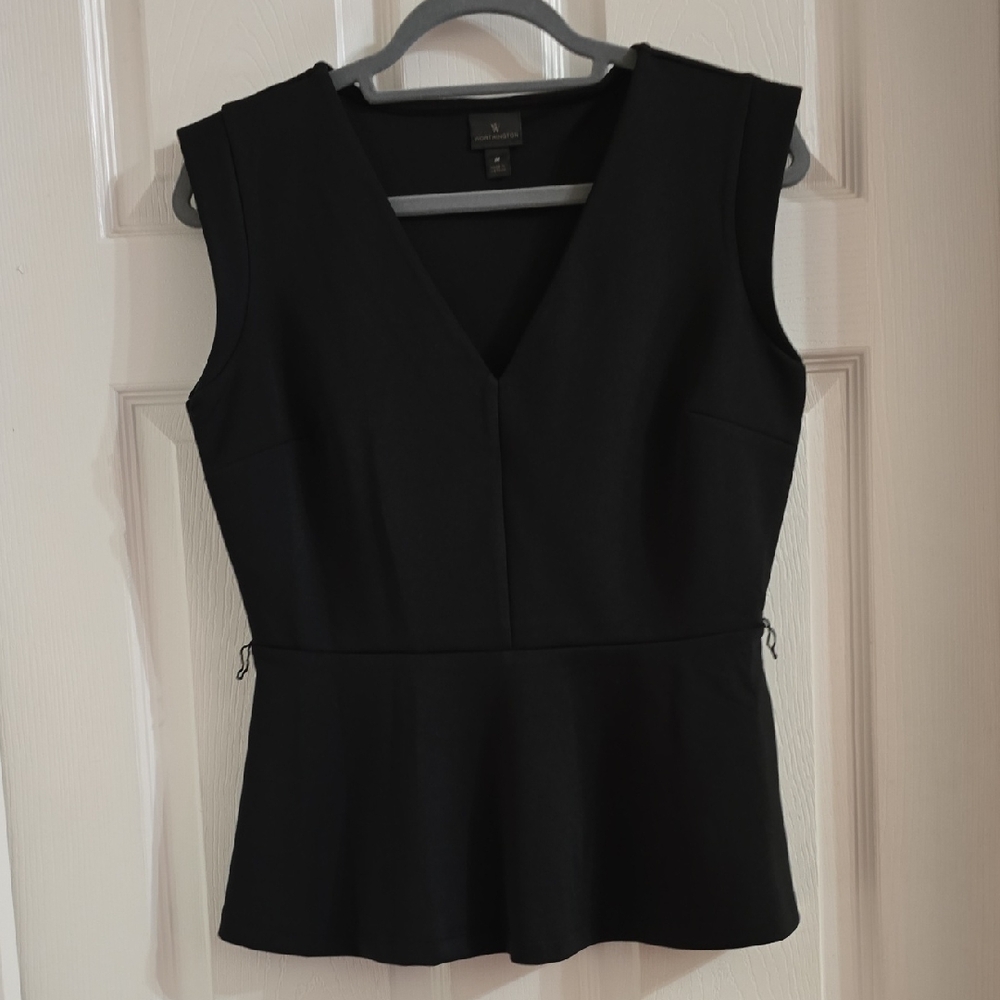 Worthington Black V-Neck Peplum Shell